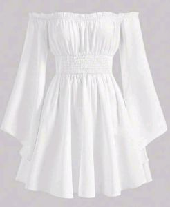 Adult Female Costumes to Hire - White dress - Elastic bodice - Large